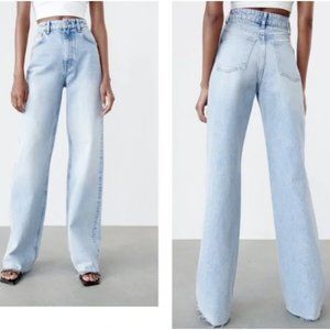 Zara Wide Leg high rise full length jeans size 6